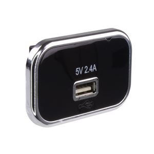 Obrázek z USB 2,4A zásuvka 12/24V, chromový rámeček 