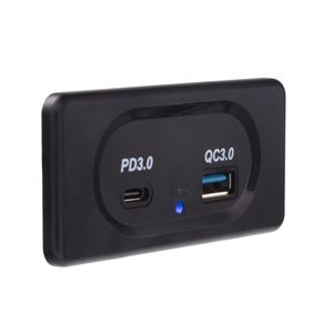 Obrázek z USB QC3.0 + USB-C PD3.0 zásuvka 12/24V, montáž na povrch 